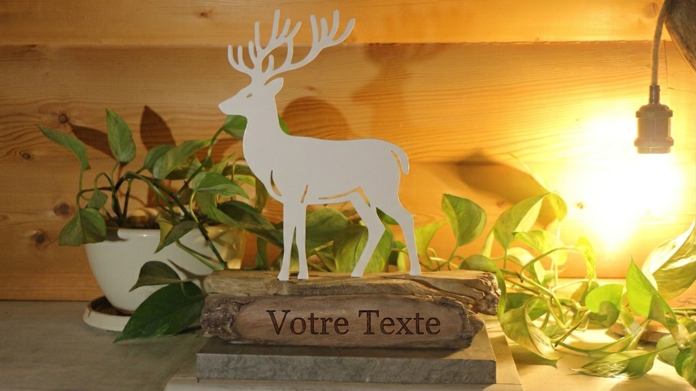Statue Cerf Imprimée en 3D et bois flotté