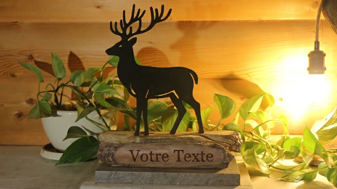 Statue Cerf Imprimée en 3D et bois flotté