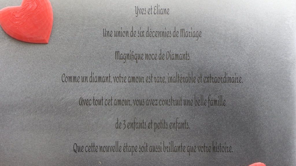 Plaque commémorative personnalisée – Anniversaire de mariage
