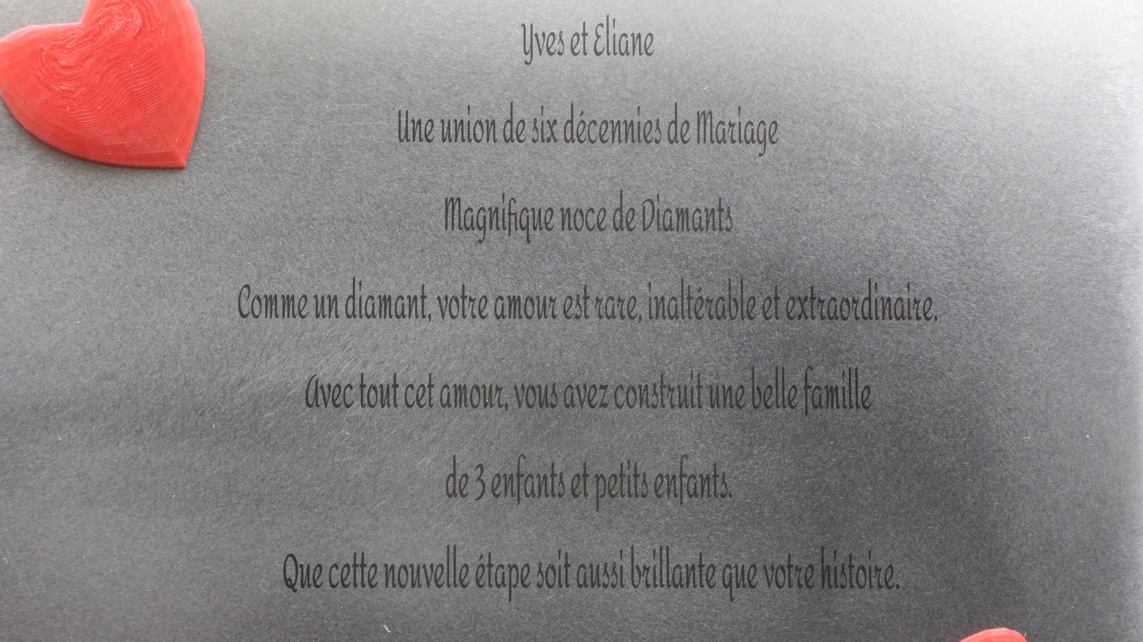 Plaque commémorative personnalisée – Anniversaire de mariage
